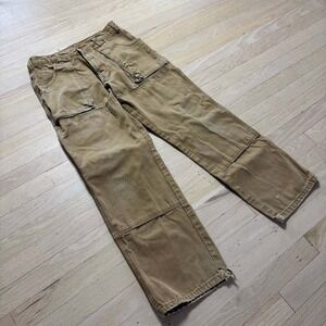 Dickies Mens Double Knee Duck Canvas Work Pants Brown Distressed 34x30